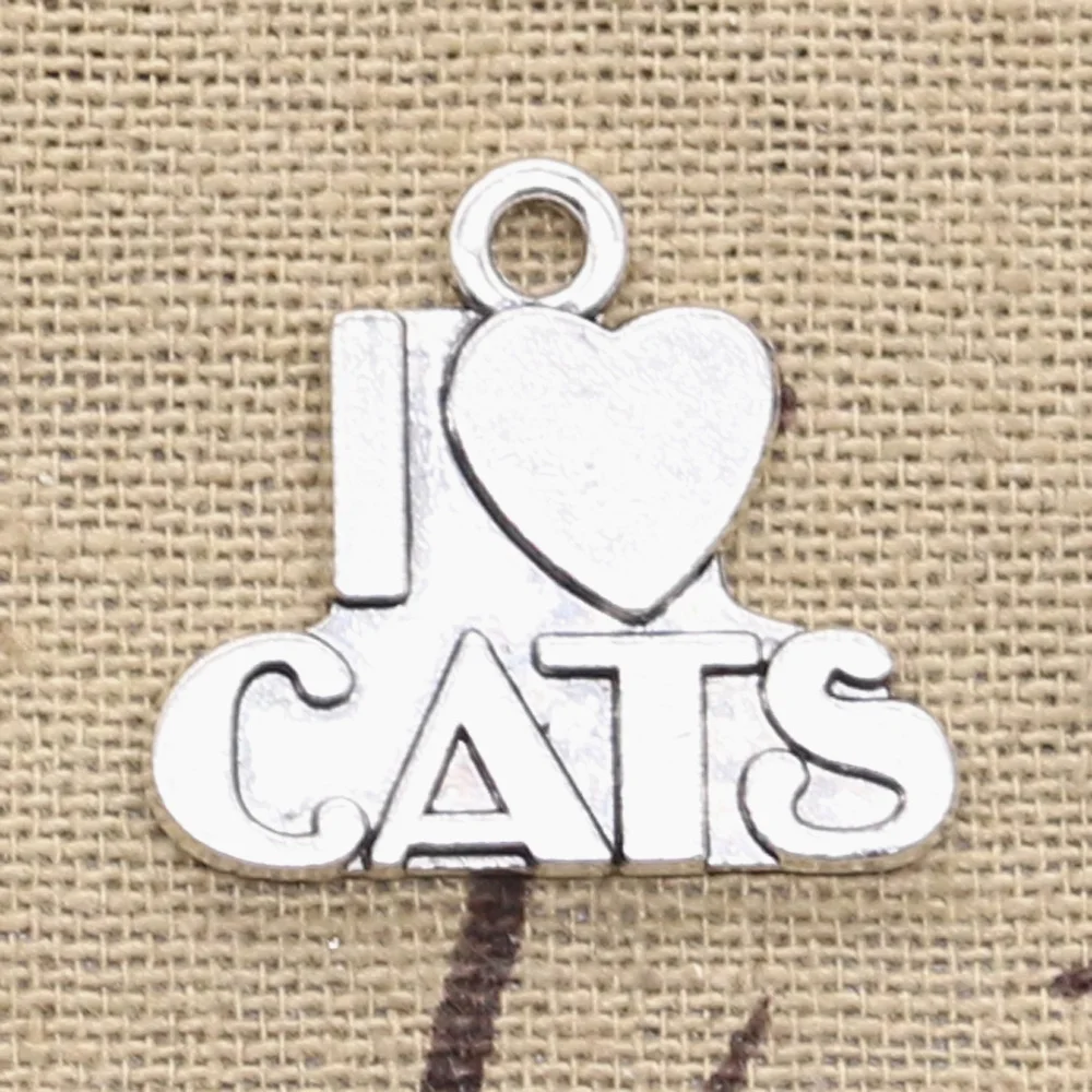 8 шт. талисманы с надписью I Love Cats 23x21 мм Античная решений Подвеска fit винтажные