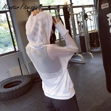 Фитнес дышащая Спортивная Для женщин футболка спортивный костюм Йога Топ быстрый сухой Бег рубашка спортивную одежду с капюшоном Спортивная рубашка куртка