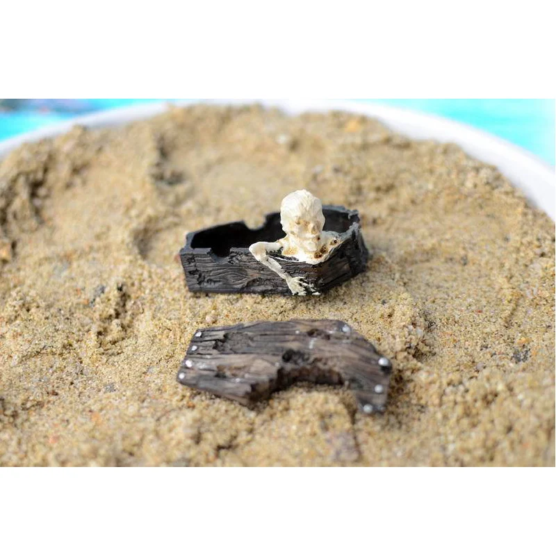 1 шт. домашние ремесла гроб Череп смолы песок игрушки орнамент рептилий резервуар, аквариум украшения для аквариума