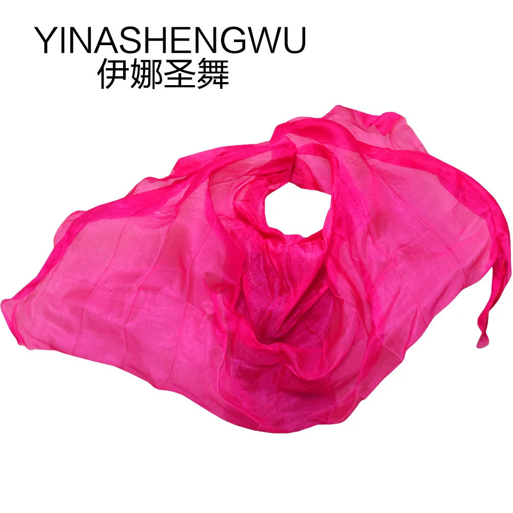 High Quality Dance veils Handmade Natural Silk Belly Dance Veils  Dance Props Silk Veils rose Color