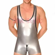 Men ‘s 100% handmade rubber latex sportwear latex playsuit