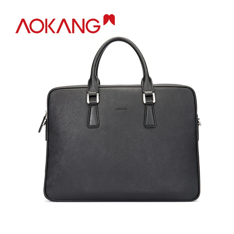 AOKANG 2019 جلد طبيعي حقيبة سستة الرجال حقيبة أعمال عالية الجودة الذكور الأعمال سعة كبيرة ثيقة حقيبة مكتب