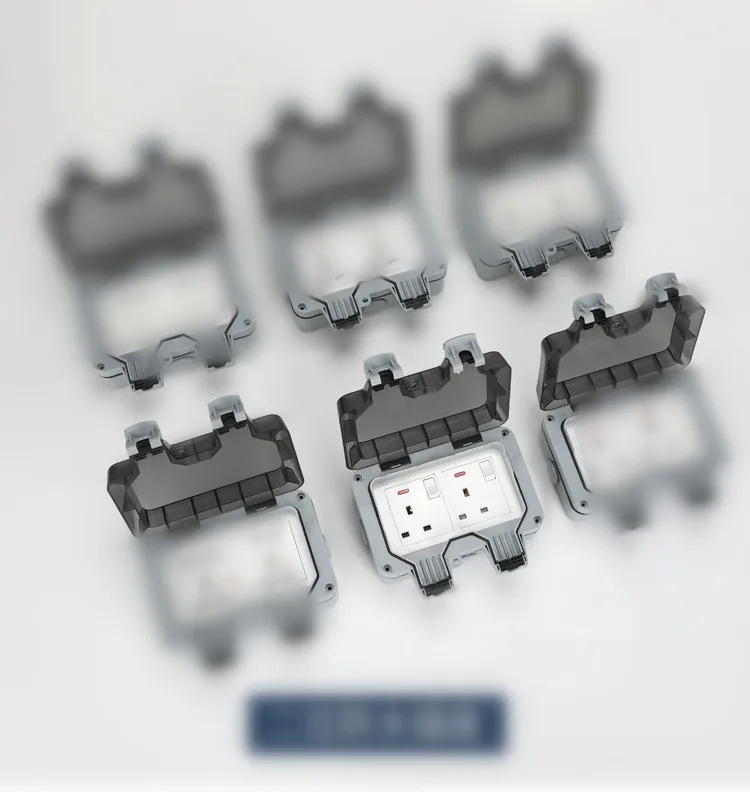 IP66 водостойкая наружная настенная розетка 16A двойной стандарт Великобритании электрическая розетка заземленная AC 110 ~ 250 В
