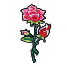 DoreenBeads вышитые розы железа на патчи для одежды DIY Одежда в полоску в стиле пэчворк стикер пользовательские Цветы аппликация 1 шт