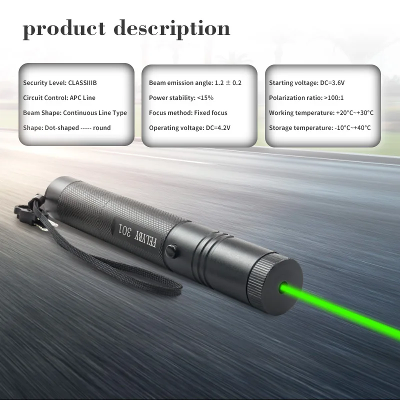 شحن مجاني! FELYBY المهنية منخفضة الطاقة 5 mW 301 الأخضر قلم ليزر مجموعات مع قابل للتعديل قابلة للشحن 18650 بطارية وشاحن