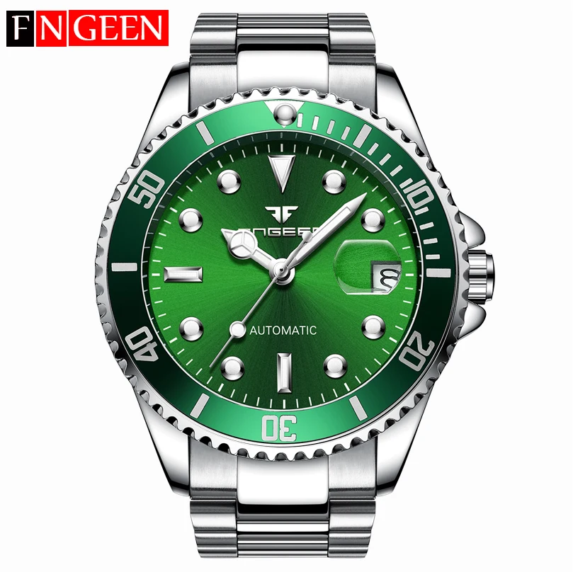 

New FNGEEN Automatic Mechanical Watch Mens Watches Sliding dial Top Brand Luxury Fashion Business watch Diver Watch Man Clock