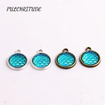 

PULCHRITUDE Metal Two Colors 10pcs Round Dia Base Trendy Fish scale Cameo Fit round 12mm Cabochon Handmade Jewelry Making C1588