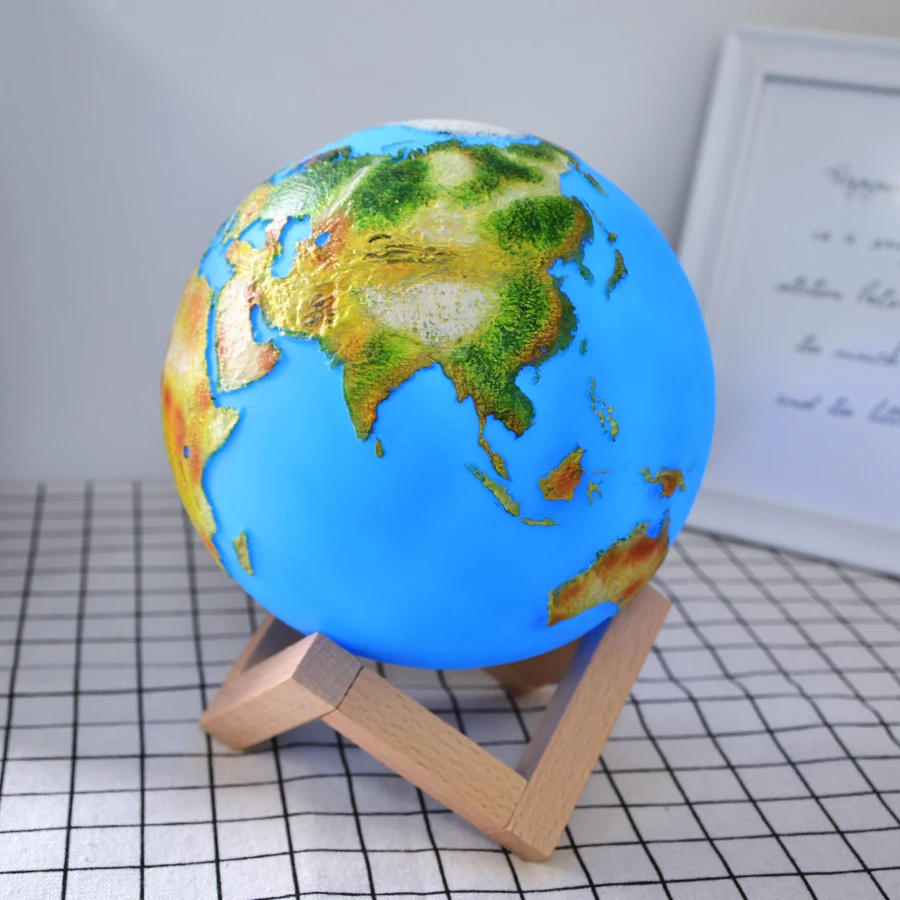 Красочные 3D свет печати лунного света лампа в форме планеты Земля Перезаряжаемые