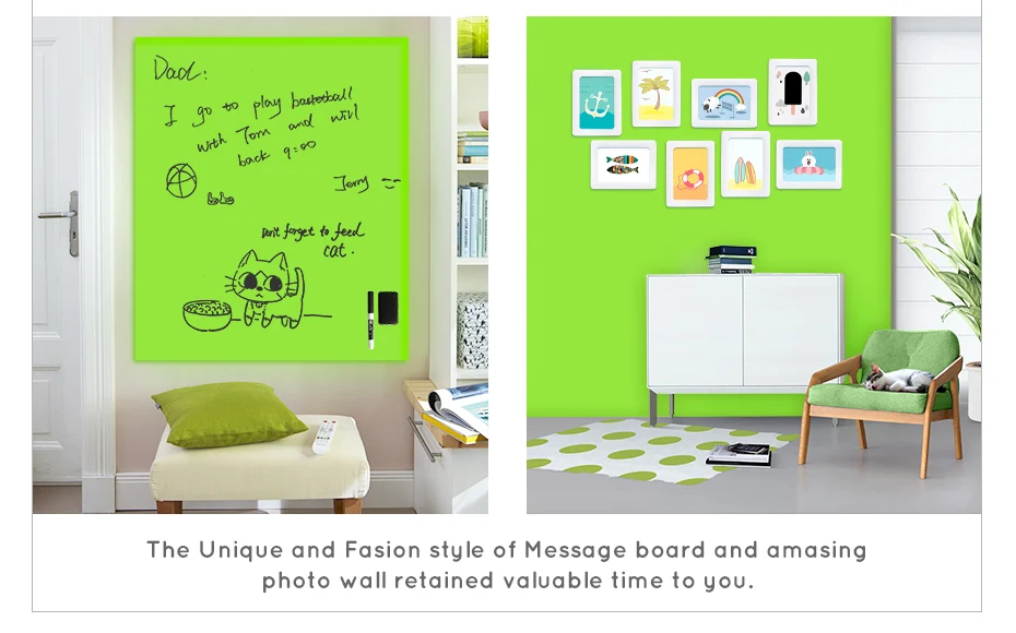 930_08 Flexible Dry Erase ferrous Green board Waterproof Kids Drawing Message Board Removable Green board Home Decoration