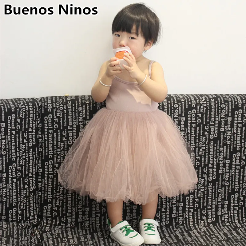 

Spring/Summer 2019 Fashion Girls Kids Tulle Mesh Slip Dress Children's Princess Party Solid Color Gauze Patchwork Dresses 2-8Y