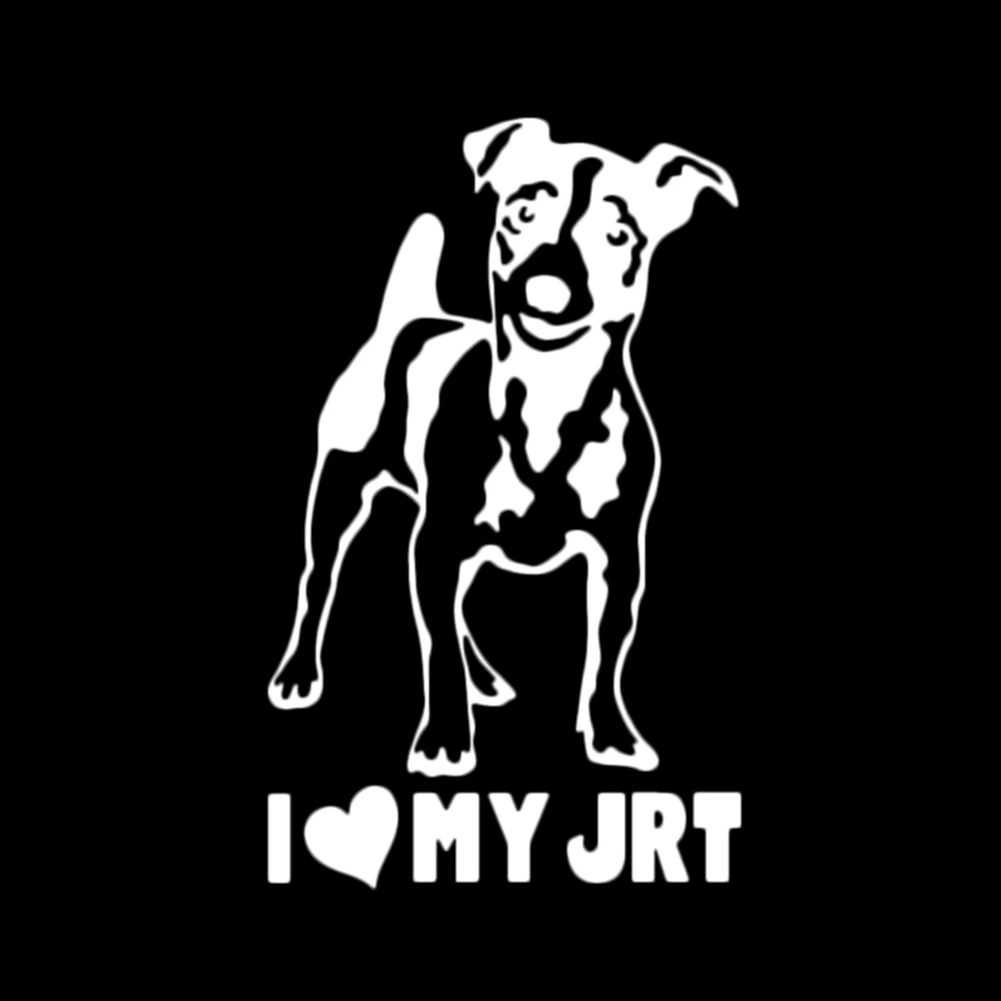 Виниловая наклейка "I Love My JRT" Джек Рассел Терьер Собака Щенок любовь 15,5x9,5 см