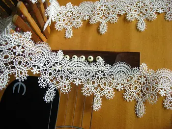 

off white lace trim vintage venise antique embroidered flowers bridal lace DG036B 10yards