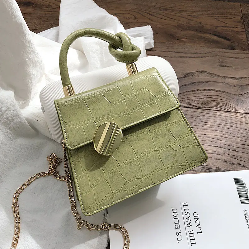 

Matcha green Crocodile Pattern Crossbody Bags Women 2019 Small Chain Handbag small bag PU Leather Hand Bag Ladies Shoulder Bags