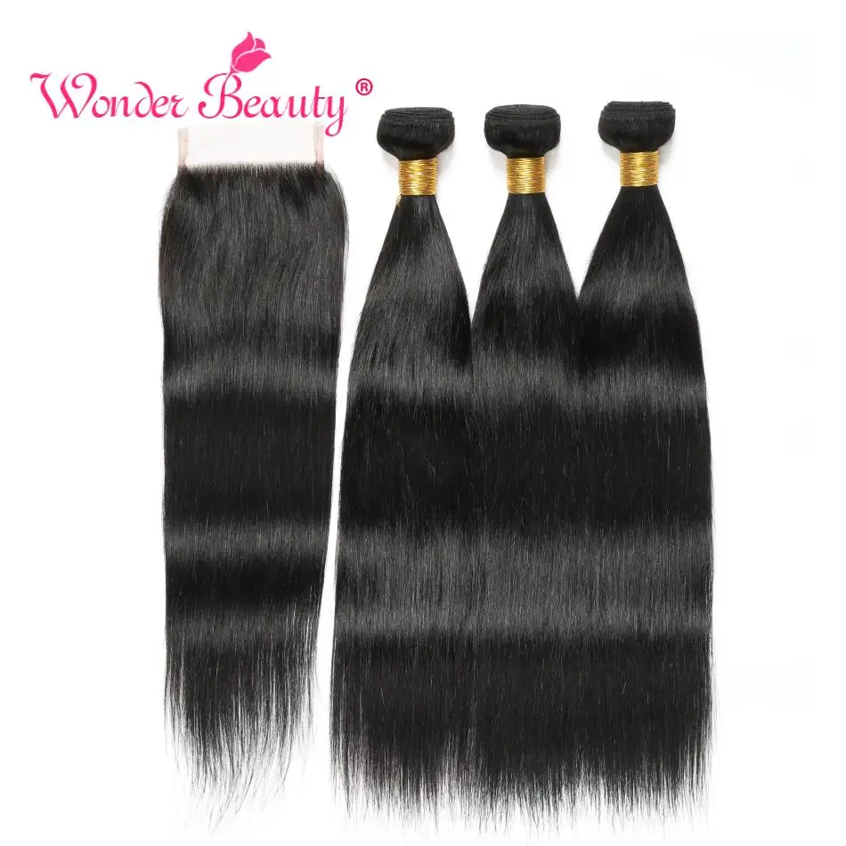 

Straight Hair Bundles With Closure Indian Hair Weave Bundles With Closure Wonder Beauty Human Hair Bundles With Closure Non Remy