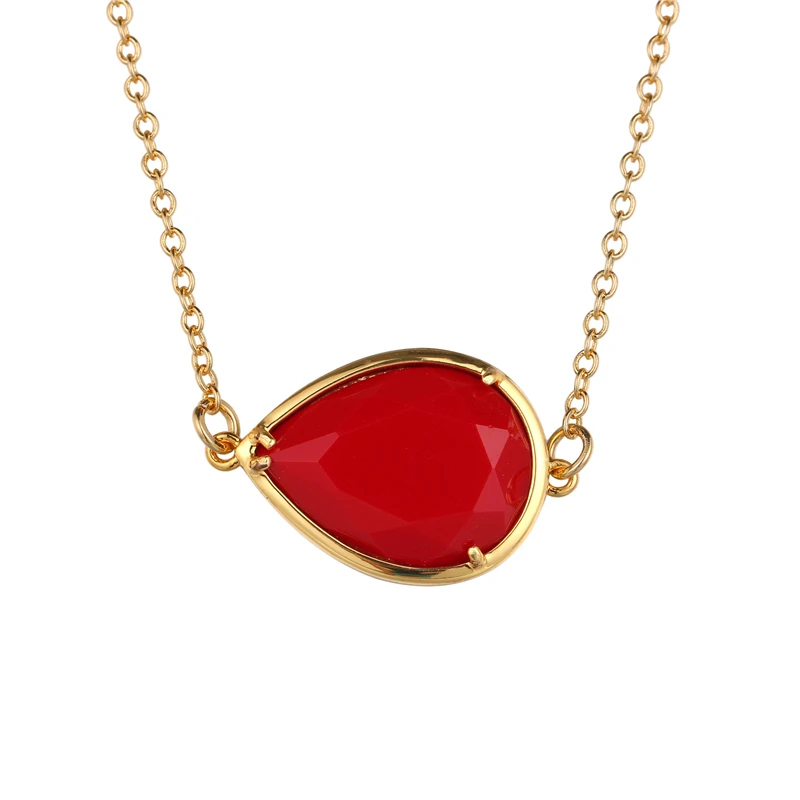 Fashion Gold Plating Australian Crystal Necklace Faceted Water Drop