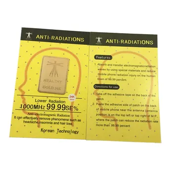 

Wholesales Price 500PCS/lot Gold 24K Sticker Healthy Anti Radiation For Mobile Phone Rectangle Shield With Negative Ions