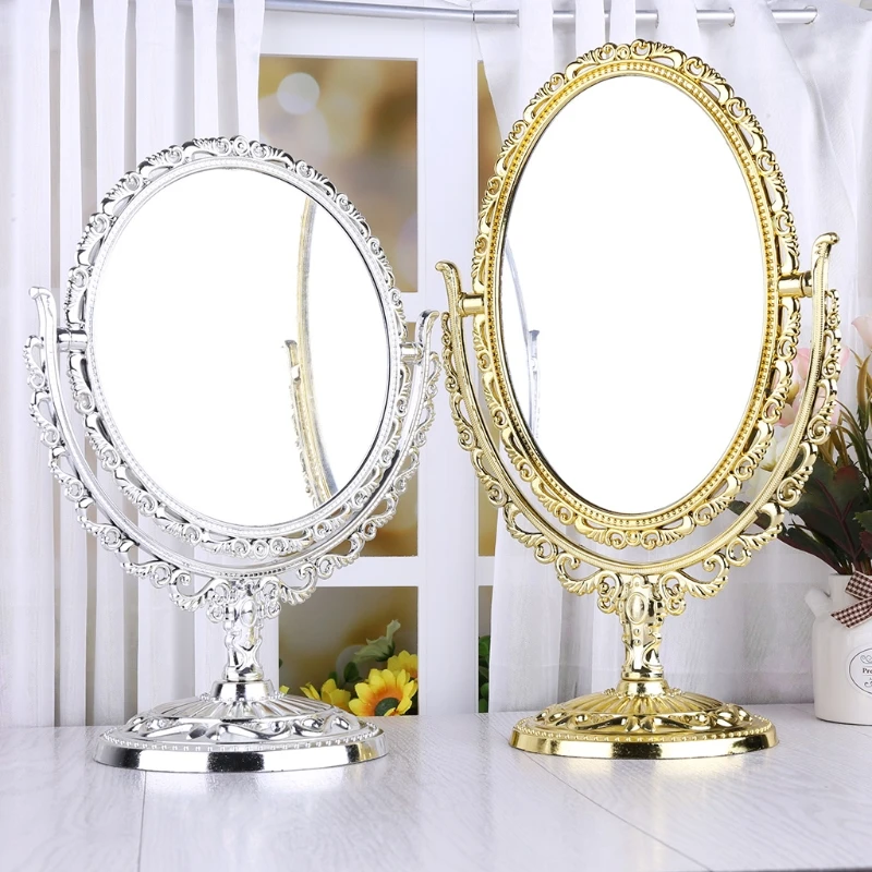 

2 Sides Makeup Mirror Stand Table Cosmetic Mirror Plastic Dresser Mirrors Tools