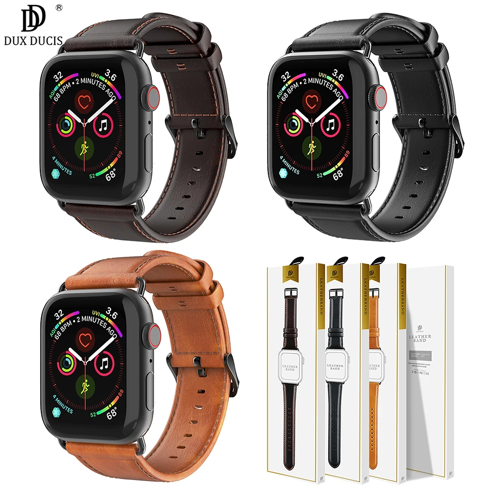 

Original DUX DUCIS Genuine Leather Watch Band for Apple Watch Series 4 3 2 1 Real Leather Strap Buckle for Iwatch 44 40 42 38 mm