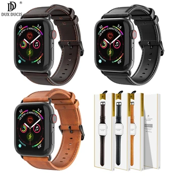 

Original DUX DUCIS Genuine Leather Watch Band for Apple Watch Series 4 3 2 1 Real Leather Strap Buckle for Iwatch 44 40 42 38 mm