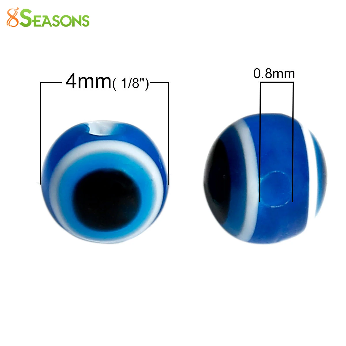 

8SEASONS Resin Spacer Beads Round Deep Blue eye of evil Pattern About 4mm(1/8")Dia,Hole: Approx 0.8mm,100 PCs 2016 new