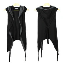 S-3XL Новинка! Для мальчиков, без рукавов, жилет, мужская мода, длинный, с капюшоном, кардиган, жилет, тонкая секция, плащ, пальто