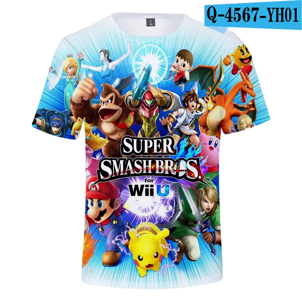 Супер Smash Bros. Повседневная Детская летняя футболка с 3D принтом из таркова, лидер продаж года, футболка с короткими рукавами, большие размеры - Цвет: Хаки