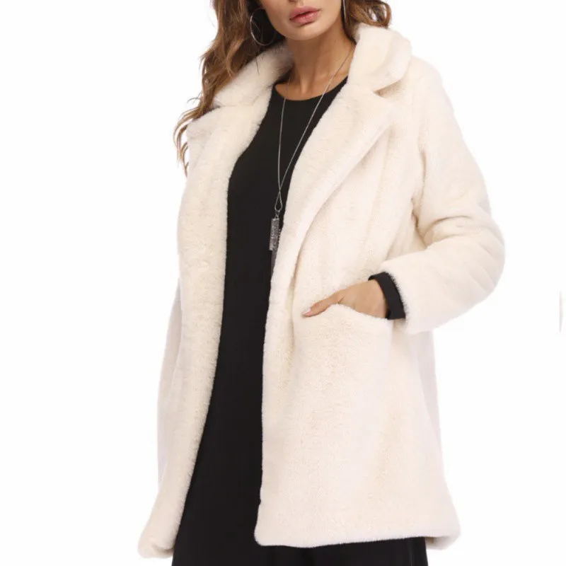 Женское пальто из искусственного меха с длинным рукавом, толстые теплые куртки размера плюс, зимнее пальто черного, желтого, розового, красного цвета, меховые пальто осень - Цвет: As shown