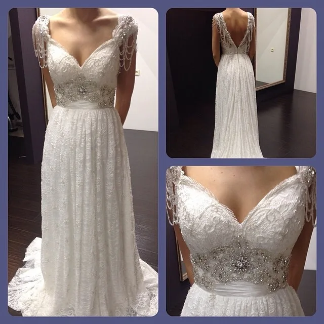 Sunning Sweetheart Neckline With Beaded Cap Sleeve A Line Lace
