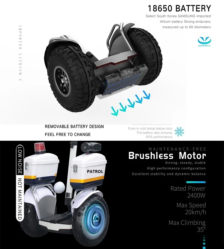 EUR No Cstom Duty Patrol 19 Inch Tire Two Wheel Electric Chariot Covered balance Electric Scooter 60v 2400W Escooter