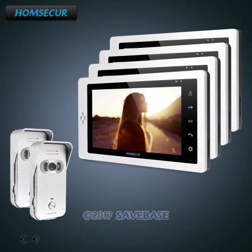

HOMSECUR 7" Wired 2C4M Hands-free Video Door Phone Intercom System+Silver Camera