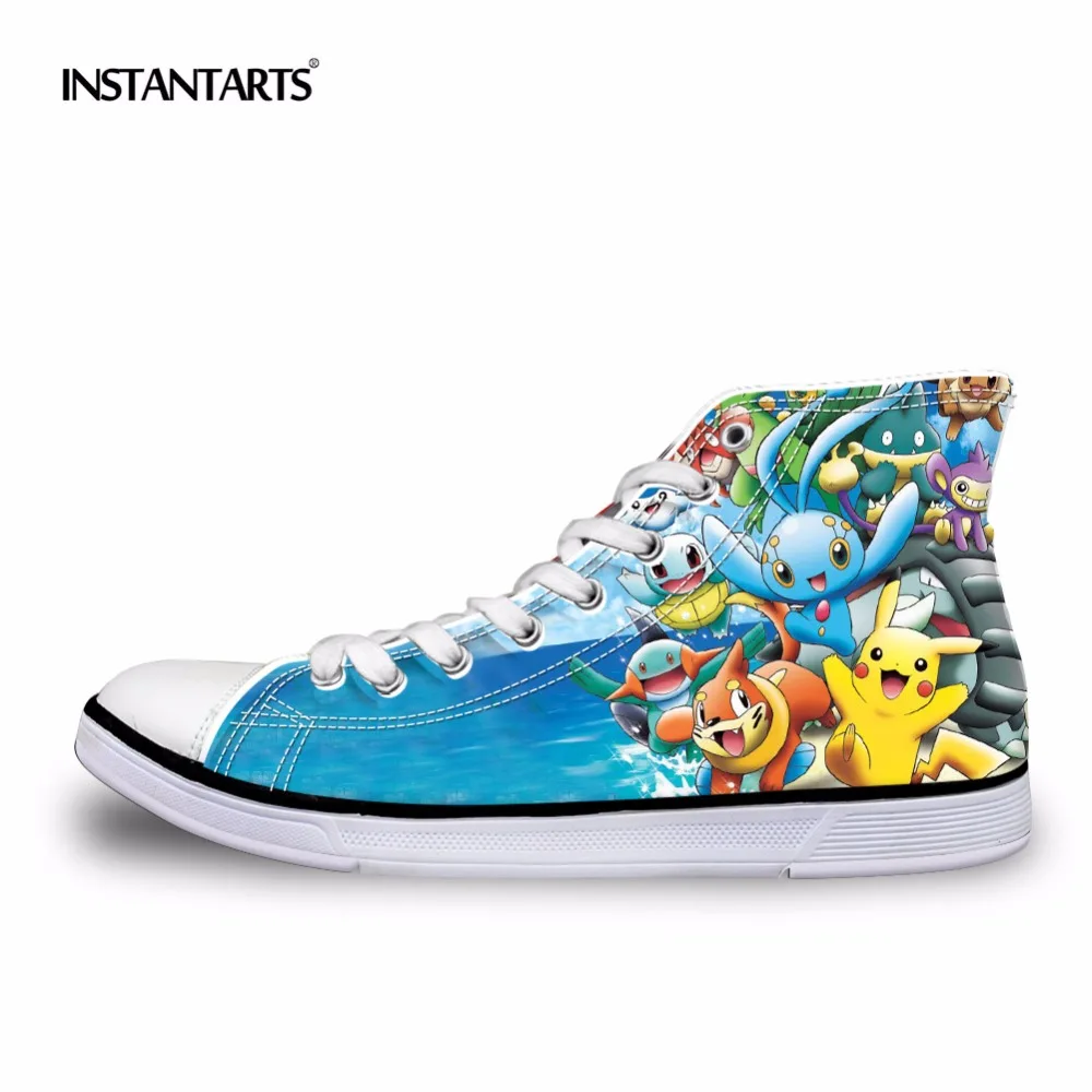 

INSTANTARTS 2018 Cartoon Men Vulcanize Shoes Funny 3D Print Boys High Top Canvas Shoes for Students Fashion Lacing Sneakers