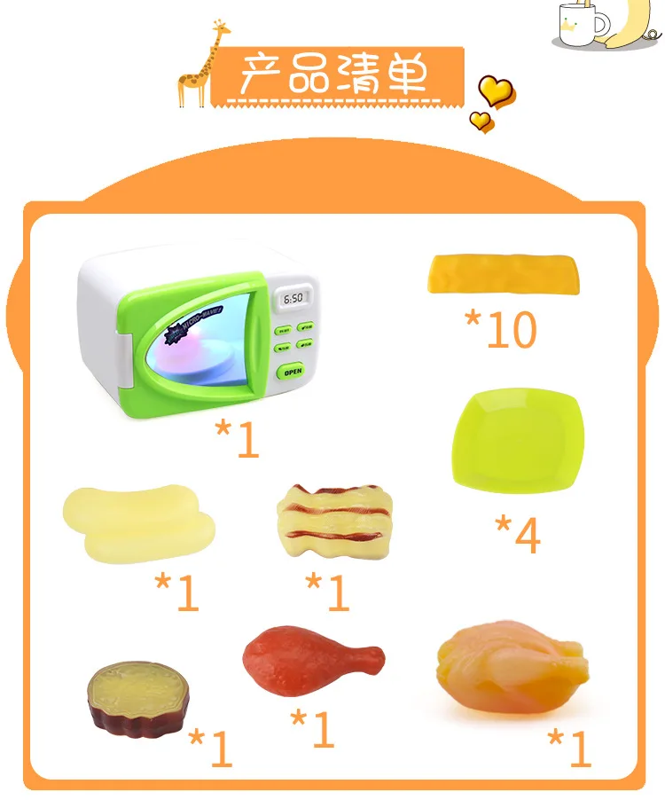 Brinquedos de Microondas Conjunto de Cozinha Brinquedos do Miúdo Simulação Cozinhar Luzes Elétricas Cozinha Alimentos Mudar Cor Menina Jogo Interior 14 Brinquedos de cozinha