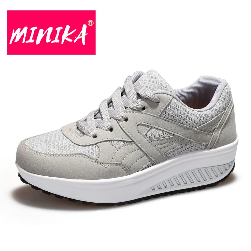 

MINIKA New Arrival Casual Shoes Women Breathable Mesh shoes Lace-Up Canvas Shoes Women Weight Loss Women Vulcanize Shoes