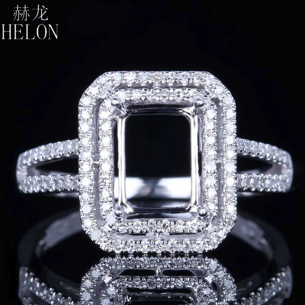 HELON, 0.3CT, натуральный бриллиант, полукрепление, кольцо, Установочное, твердое, 10 к, белое золото, изумрудная огранка, 8 мм x 6 мм, обручение, роскошное кольцо, ювелирное изделие