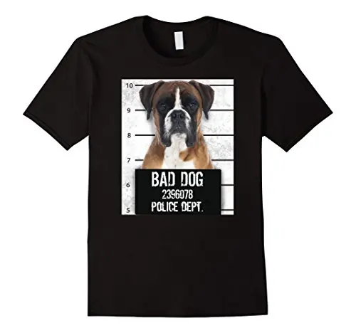 Image Funny Dog T shirt, Puppy Mug Shot, Bad Doggy 2017 Kawaii Print T Shirt Women T Shirt Cheap Wholesale Interesting Pictures