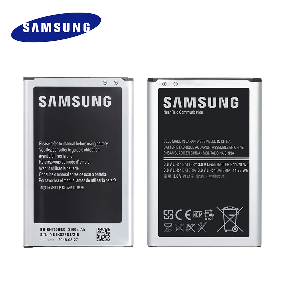 Оригинальная запасная батарея EB-BN750BBC EB-BN750BBE для samsung Galaxy Note 3 NEO LTE SM-N7505 аккумулятор NFC 3100 мАч