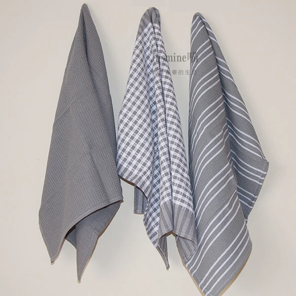 

Grey kitchen towel cotton scouring pad kitchen napkin 60x45cm 3pcs