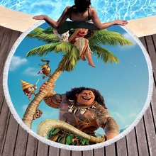 Моана круглое пляжное полотенце с кисточкой для женское из микрофибры ткань полотенце с героем мультфильма Йога-Пикник коврик банное полотенце для взрослых гобелен CL12151