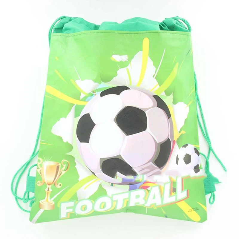 

Soccer Decoration Drawstring Gifts Bag Football Style Kids Boys Non-woven Fabric Backpack Favors Birthday Party Mochila 1PCS/LOT