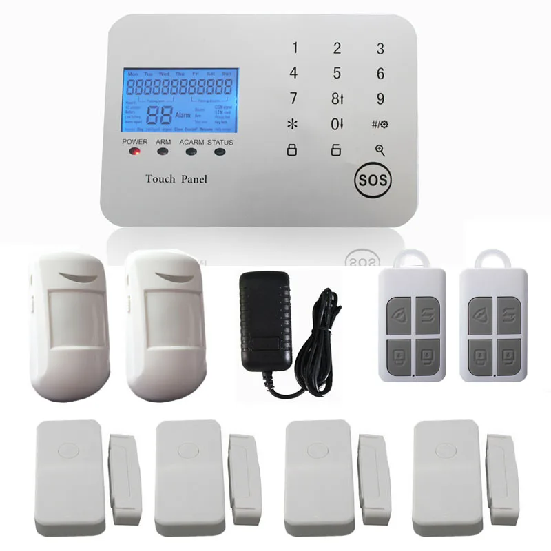 

Fungee B99 4 door sensor + 2 PIR detector GSM + PSTN dual network alarm system LCD with blue  light display screen