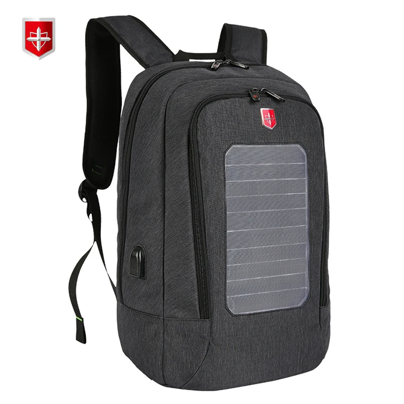 

Swiss Solar Charging Backpack Men External USB interface Laptop Backpack 15.6 inch Waterproof Business Travel Bags Women mochila