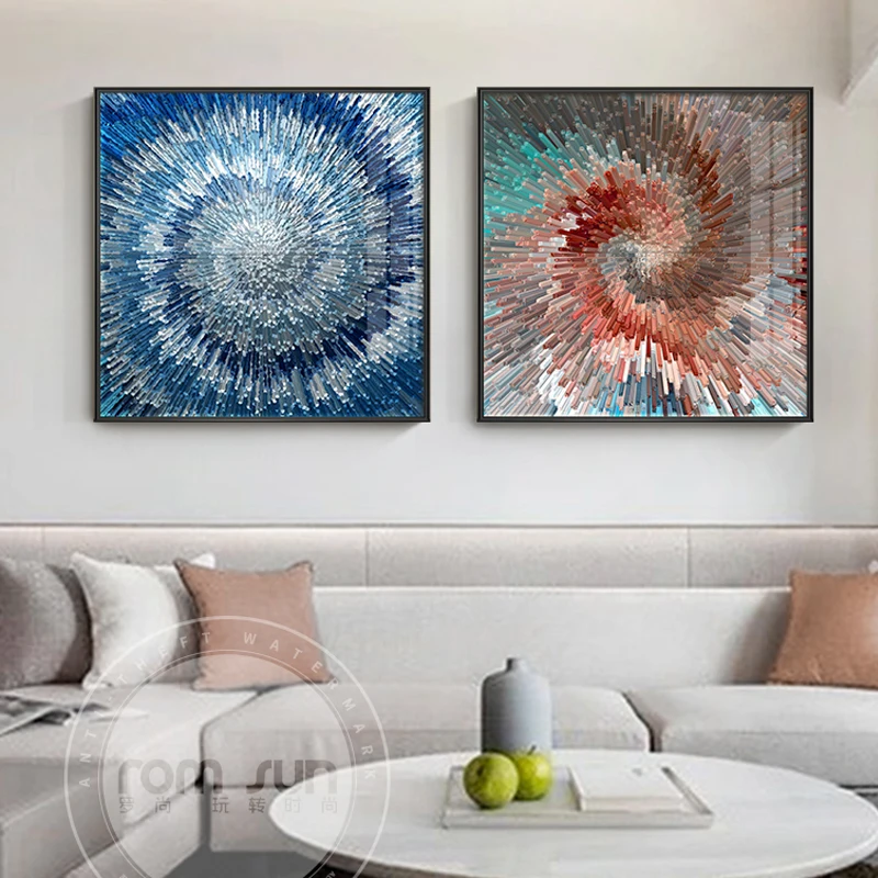 

Modern Rotate Radial Spray Painting Canvas Poster And Print Fashion Picture Wall Art For Living Room Dining Room Abstract Decor
