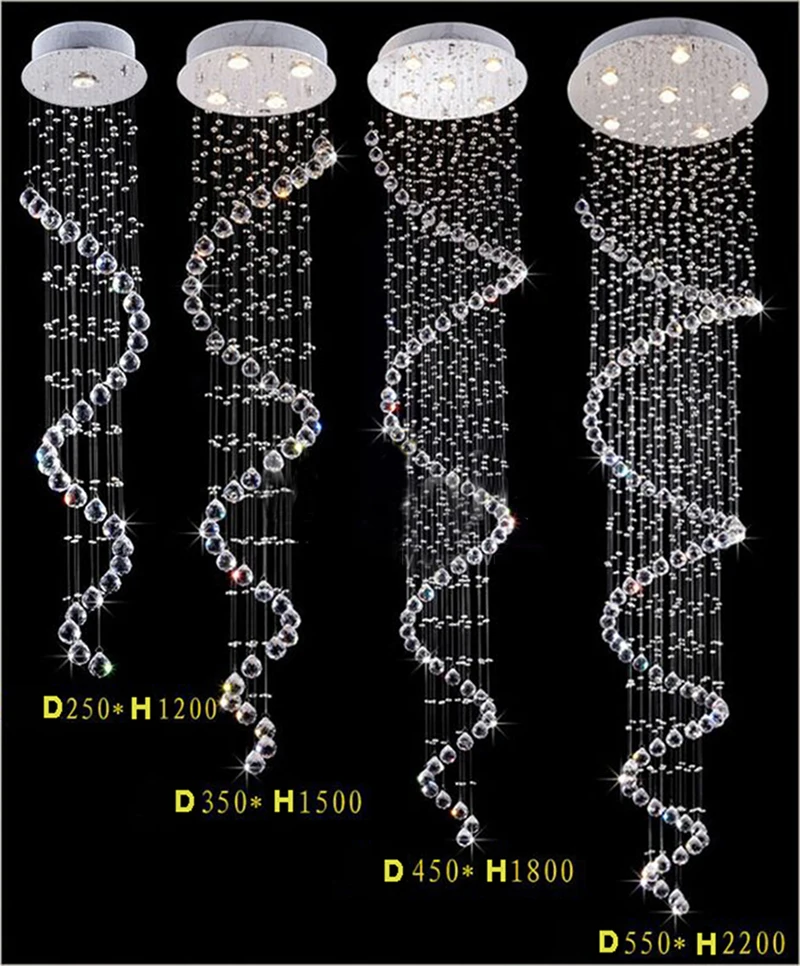Роскошные спираль с украшением в виде кристаллов длинные люстра для лофт лестницы освещение Гостиная для гостиничного Холла