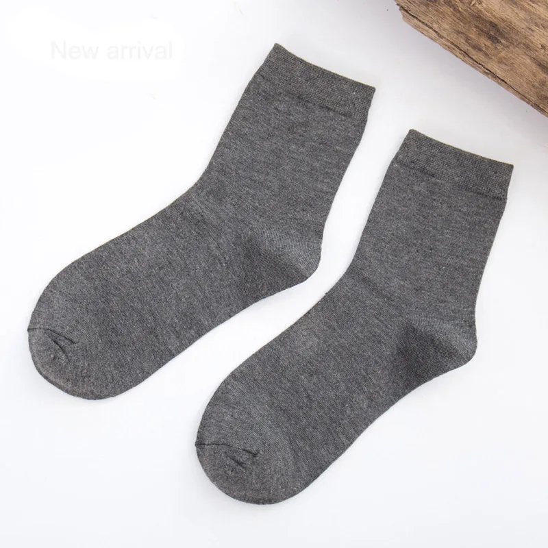 5 пар/лот, чистый цвет, бамбуковые носки для мужчин, летние дышащие носки, без запаха, мужские фирменные деловые носки, без коробки - Цвет: Темно-серый