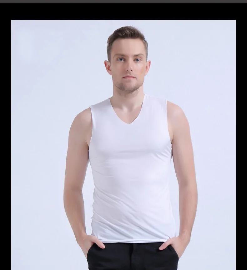 Мужские повседневные майки без рукавов soild mals ice silk tank top | Мужская одежда