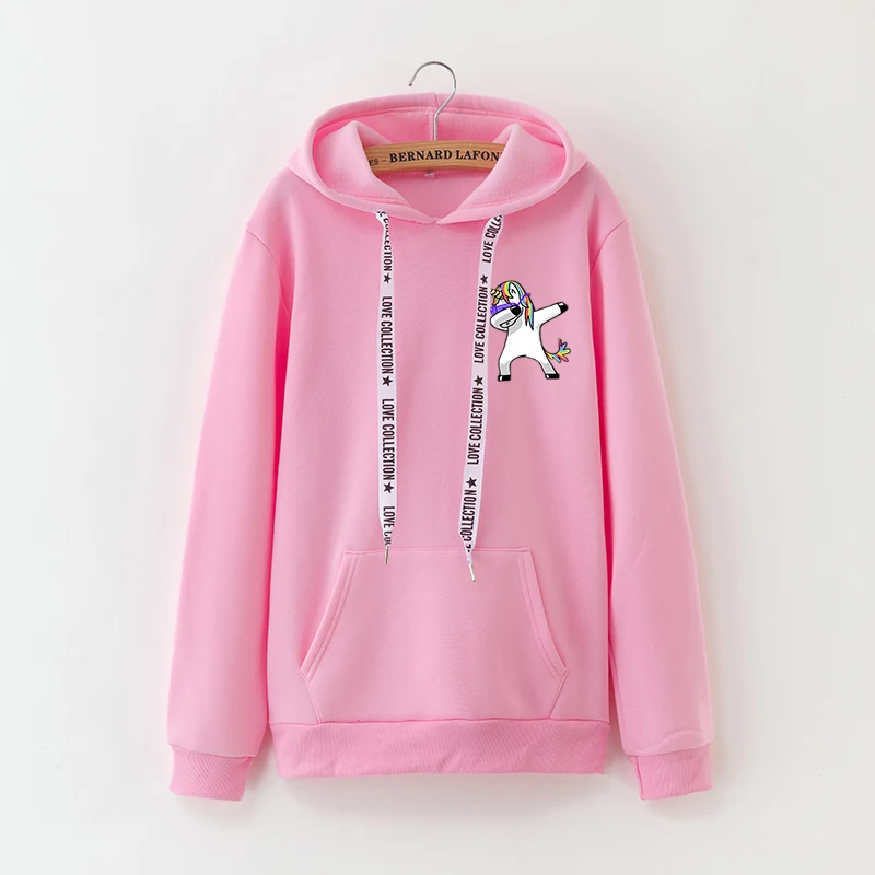 2019 winter new Harajuku women hoodies Pop print Unicorn casual loose sweatshirt women's coat jumpe