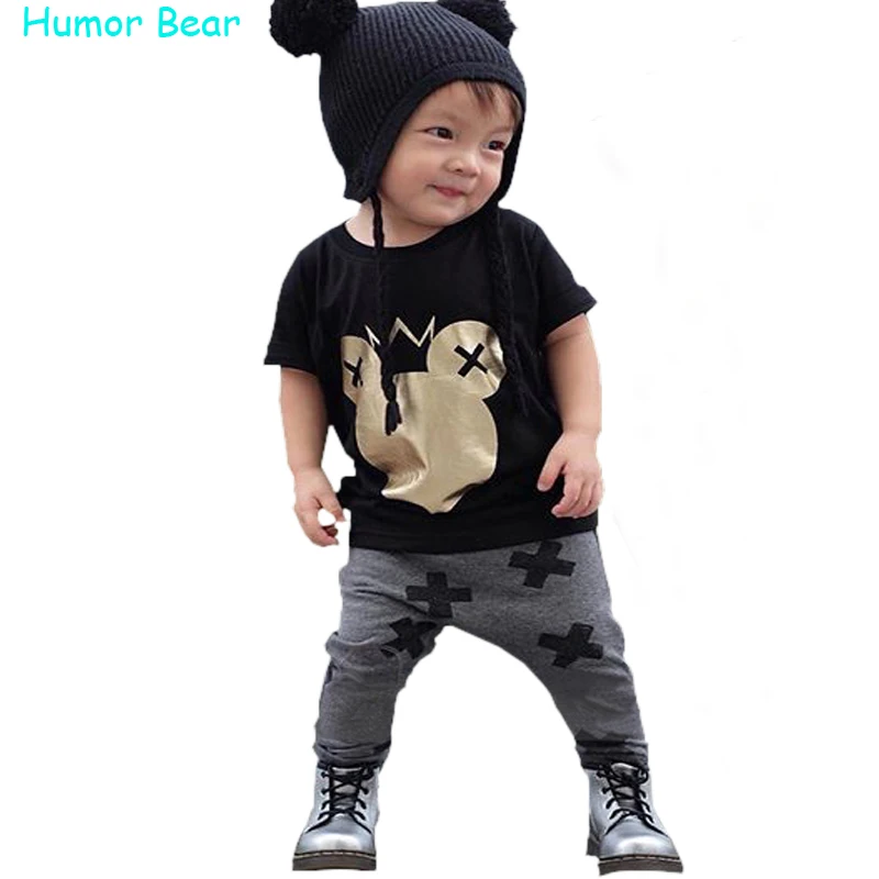 

Humor Bear Summer Style Infant Clothes Baby Clothing Sets CARTOON Cotton Short Sleeve 2pcs Baby Boy Clothes