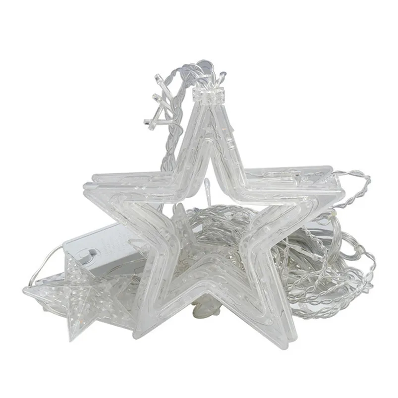 LED Stars Hanging Curtain Lights String 5 Big 4 Small Home Party Home Garden Light Decor EU plug Lamparas 40JUN280