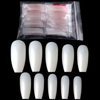 

10 bags/lot Wholesale Coffin Nail Art Tips Clear Natural 600pcs per bag French false nail art tips full acrylic For Salon