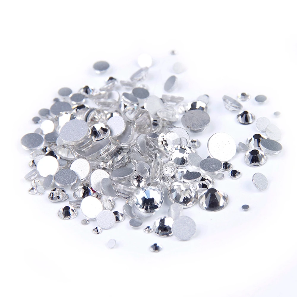 

Strass Glass White Crystal Clear Rhinestones For Nails Non Hotfix ss3-ss50 And Mixed Flatback Nail Art Decoration Design Tools